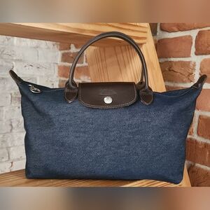 Longchamp Le Pliage Small Denim Tote